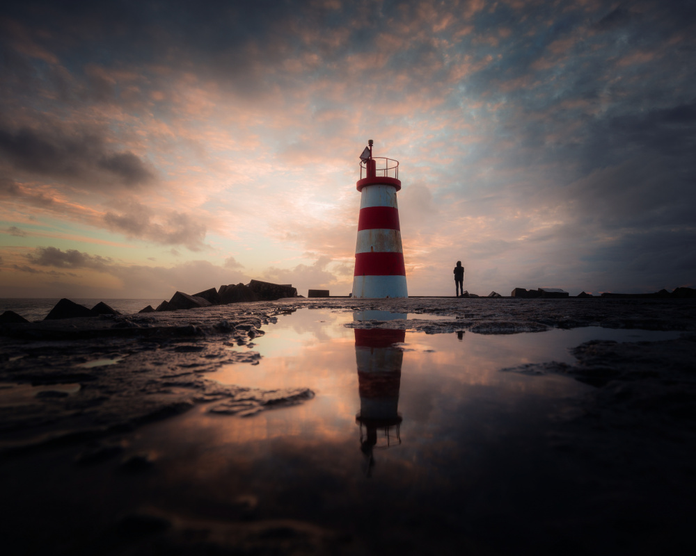 Lighthouse Sunset Reflection by Marco Faria — canvas wall art