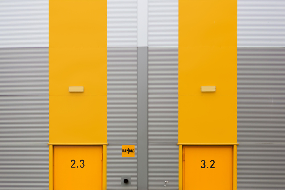 Numbered Yellow Doors by Jan Niezen — canvas wall art