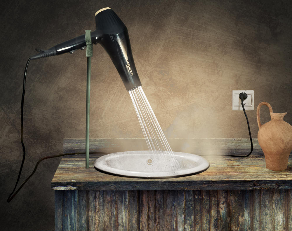Hairdryer Shower by Biao Huang — canvas wall art
