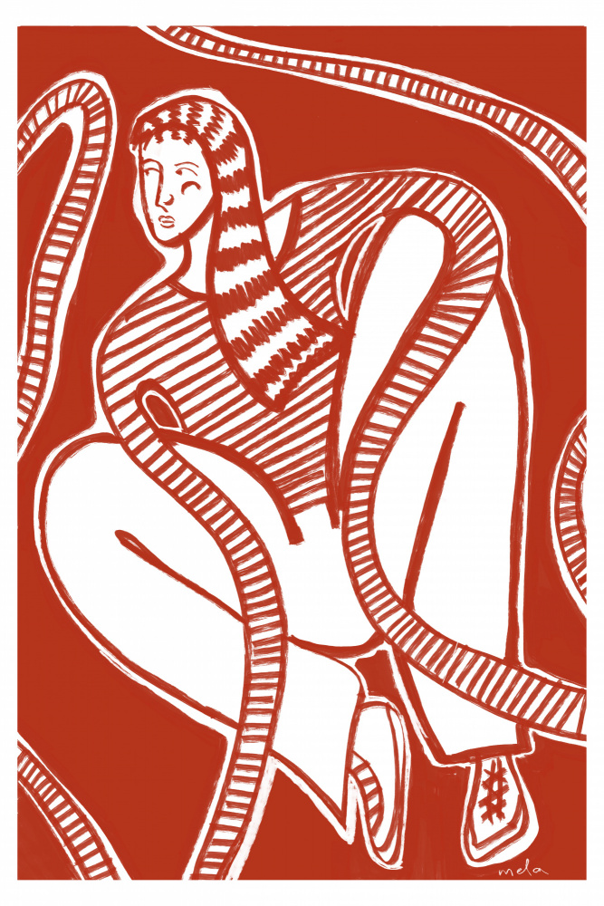 Woman Entangled in Lines by Mela Patterns — canvas wall art