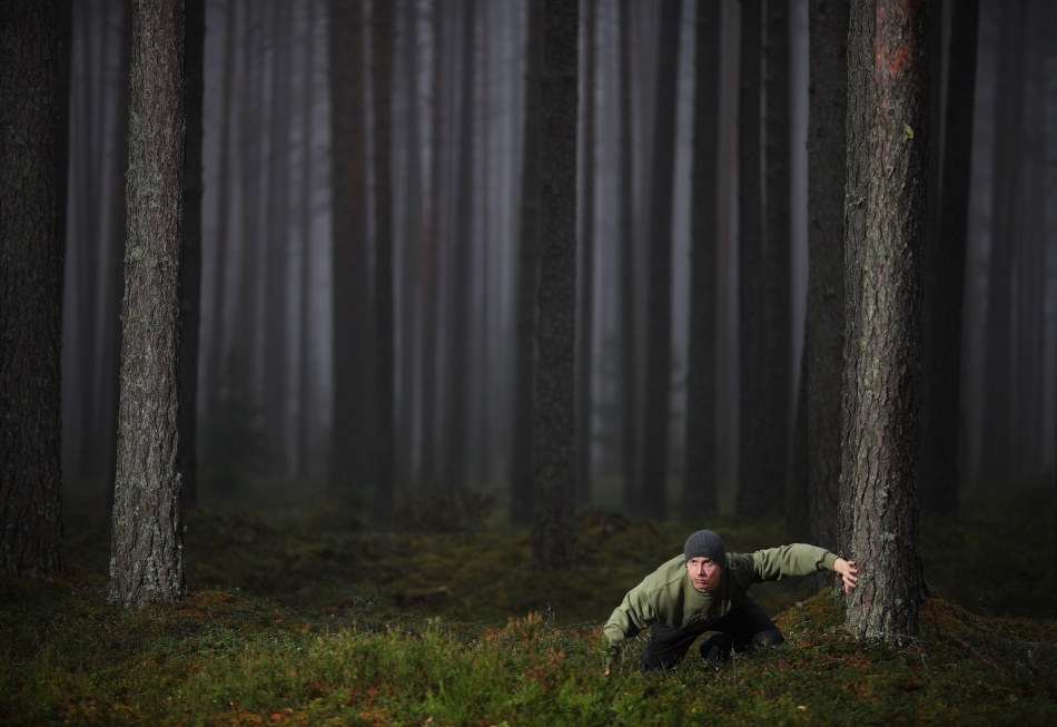 Man In Misty Woods by Kaspars Kurcens — canvas wall art