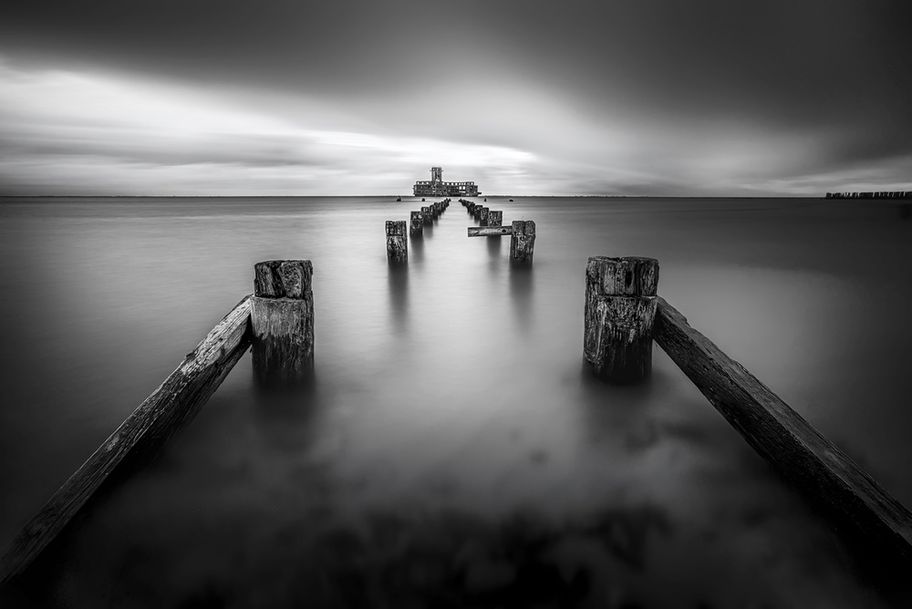 Distant Sea Fortress by Marian Kuric QEP — canvas wall art