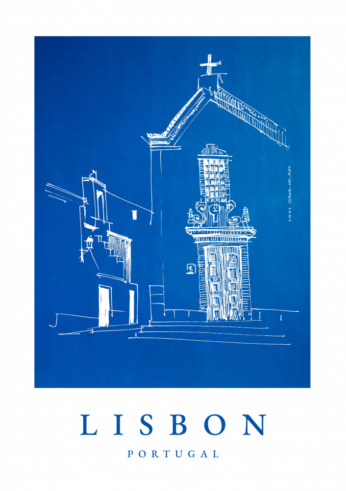 Blue Lisbon Street by Awol Art Alex — canvas wall art