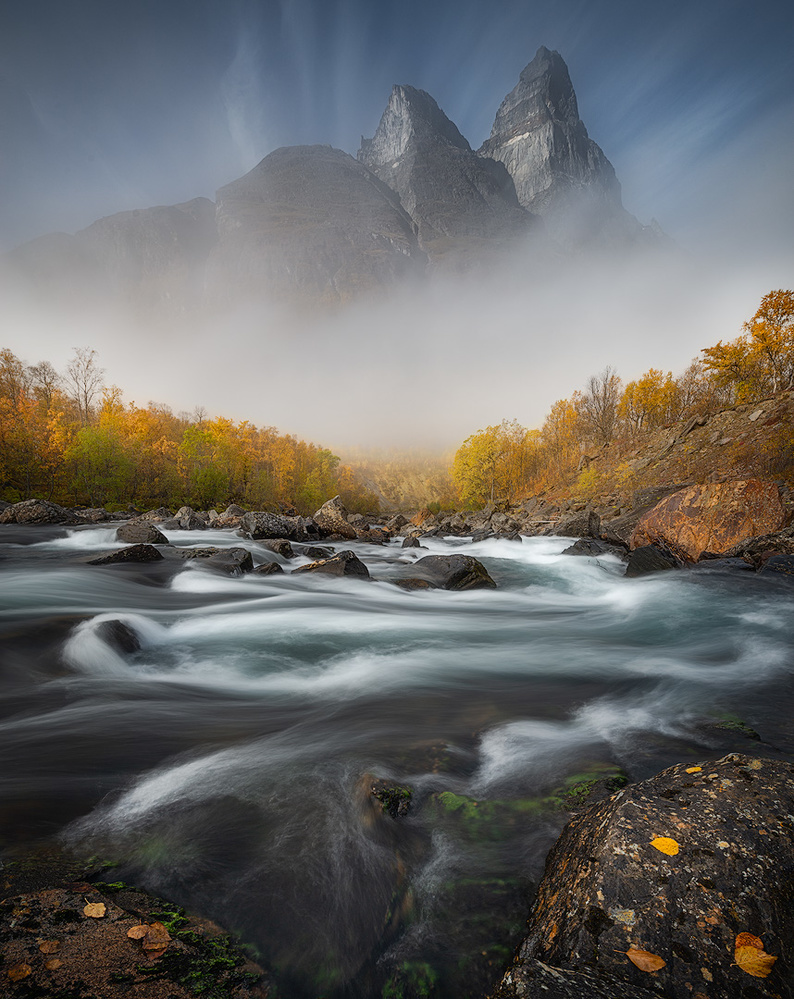 Autumn River Peaks by Frans van der Boom — canvas wall art
