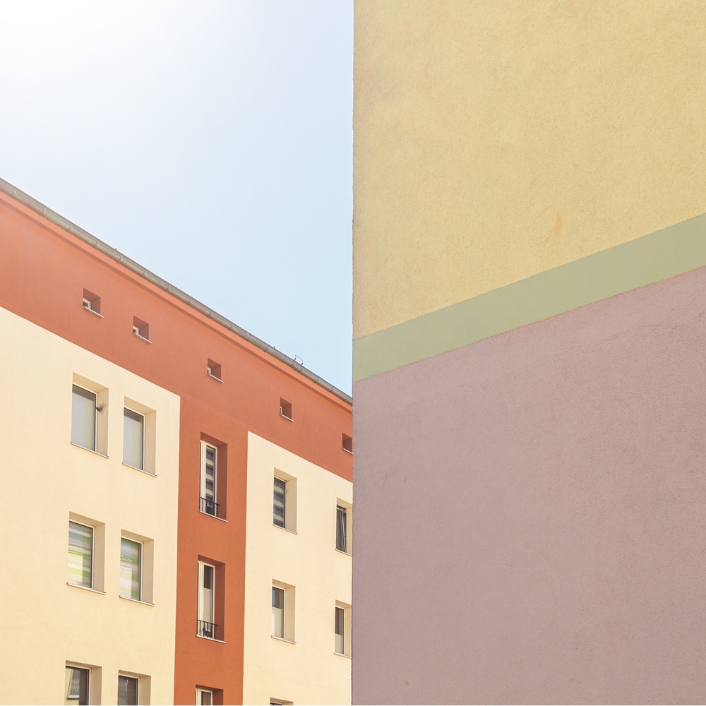 Pastel City Geometry by Michael Schulz-Dostal — canvas wall art