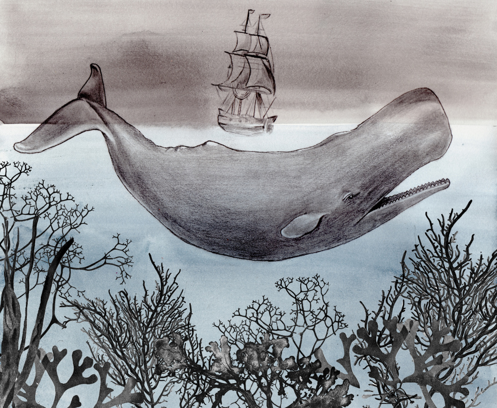Deep Ocean Whale Ship by Christine Lindstrom — canvas wall art