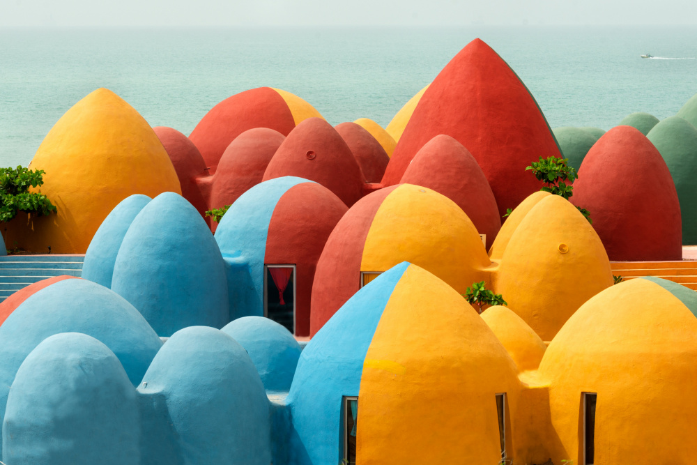 Colorful Coastal Domes by Hossein Nikzad Amoli — canvas wall art