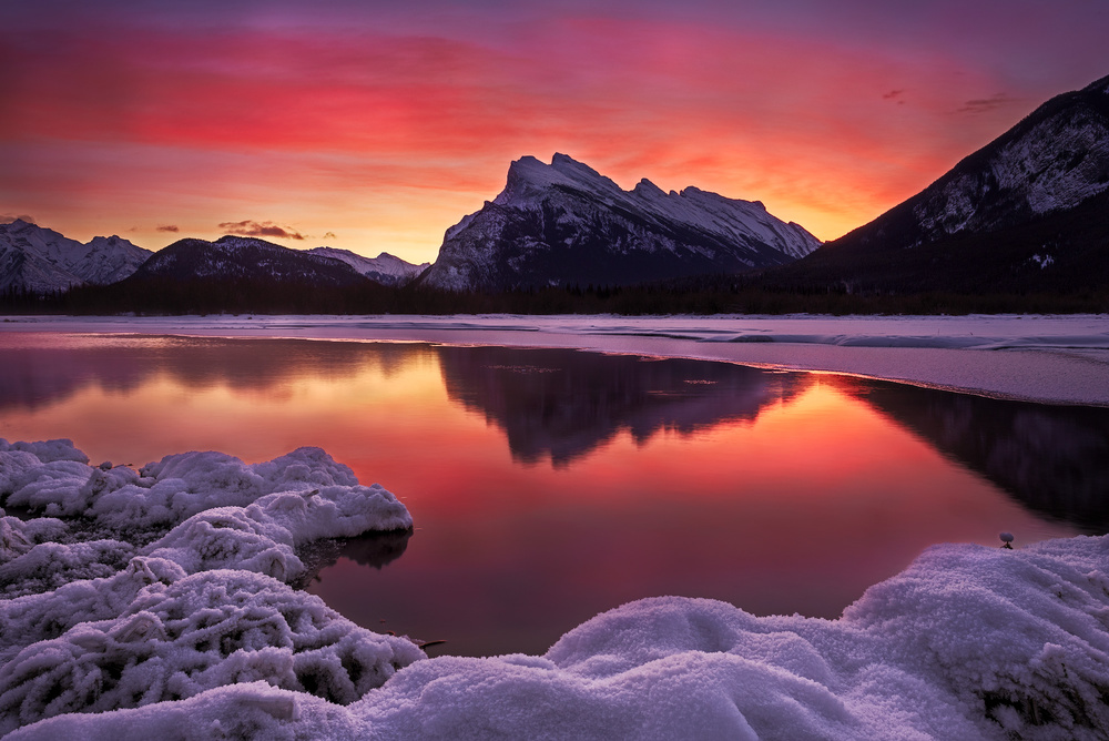 Vibrant Mountain Reflection by Andy Hu — canvas wall art