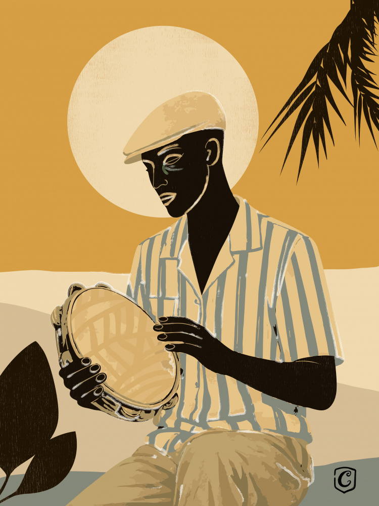 Tropical Tambourine Player by Cannavaro — canvas wall art