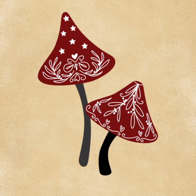 Iced mushrooms red/tan