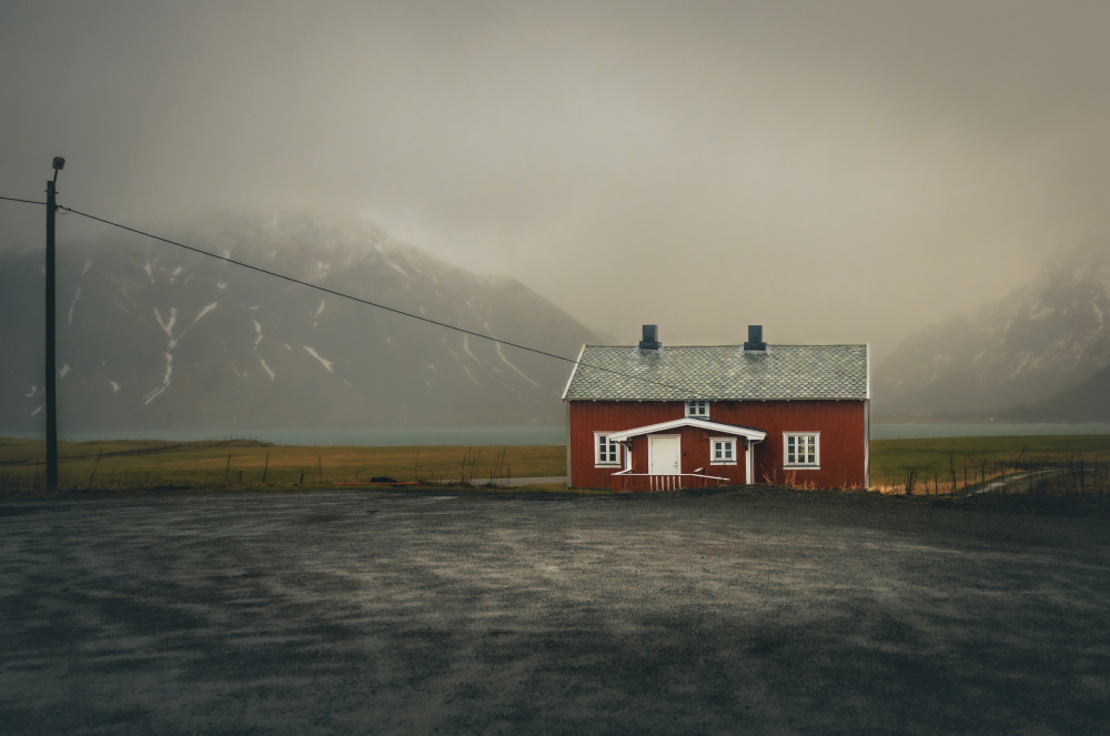 Nordic Red Cabin by Stephanie Kleimann — canvas wall art
