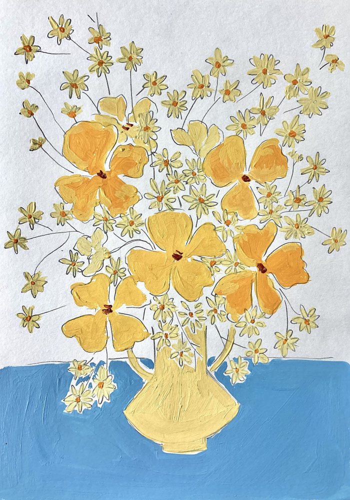 Bright Yellow Still Life by Rushati Chowdhury — canvas wall art