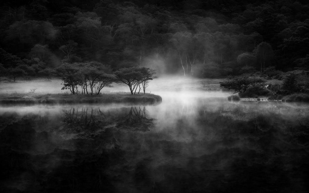 Misty Island Lake by R Suguri — canvas wall art