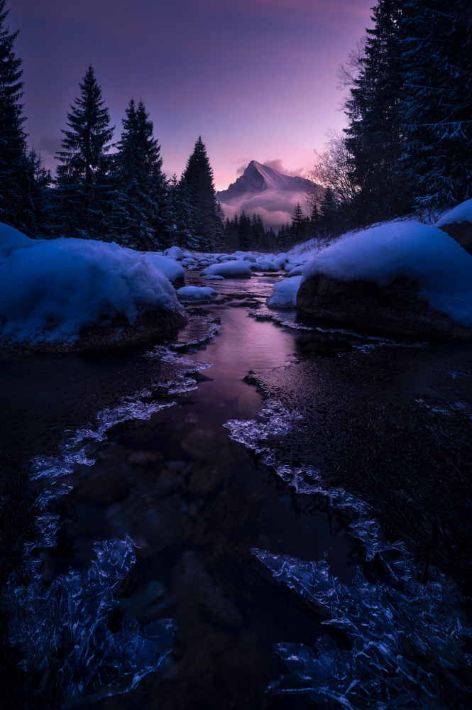 Twilight Mountain Stream by Marian Kuric QEP — canvas wall art