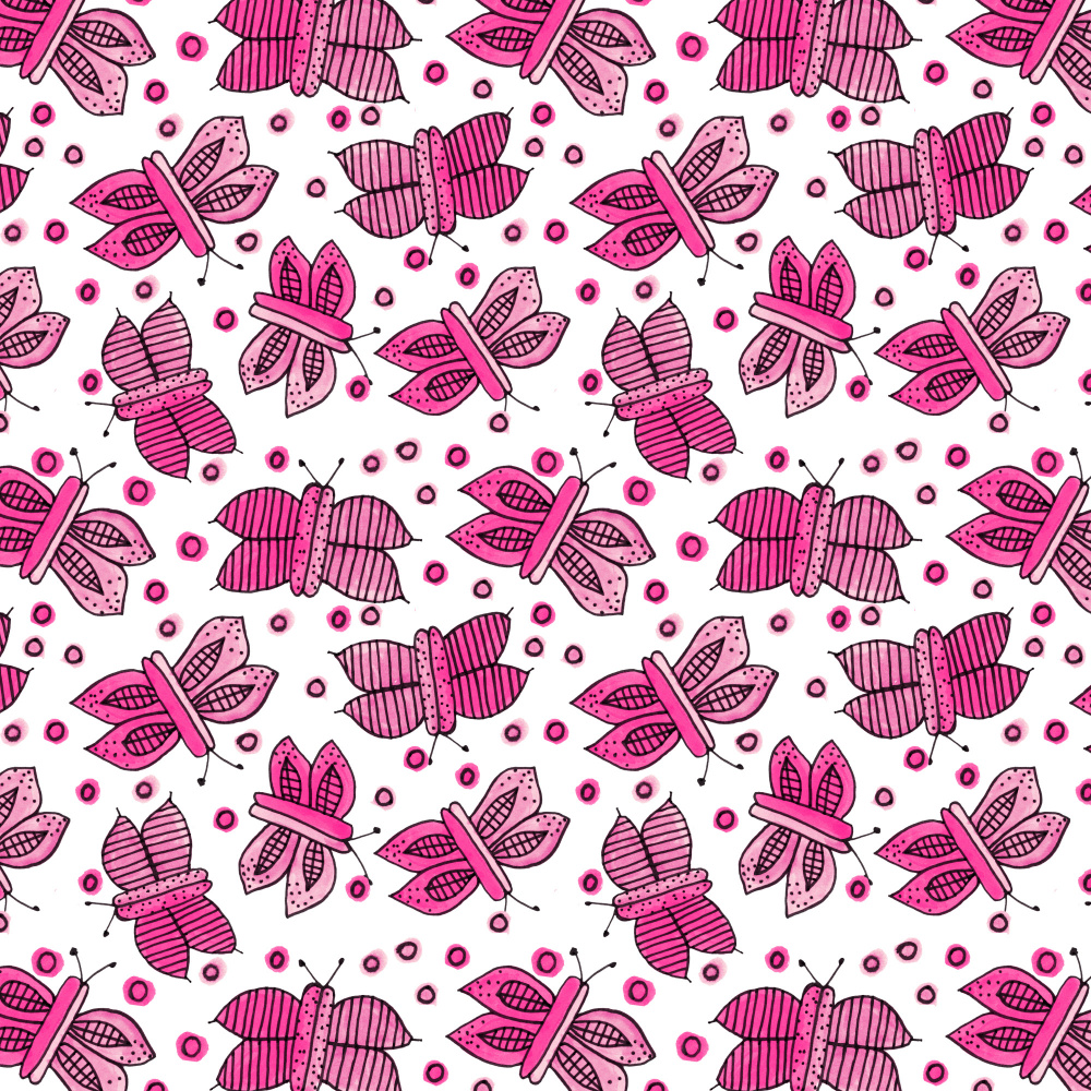 Whimsical Pink Butterflies by Michele Channell — canvas wall art