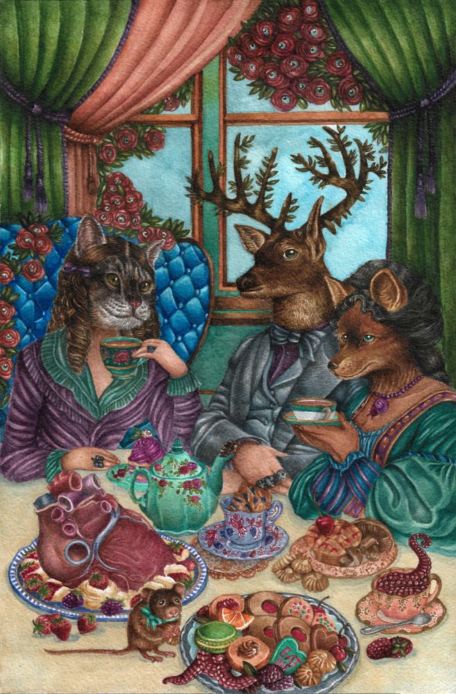 Animal Tea Party by Nicole Bustamante — canvas wall art