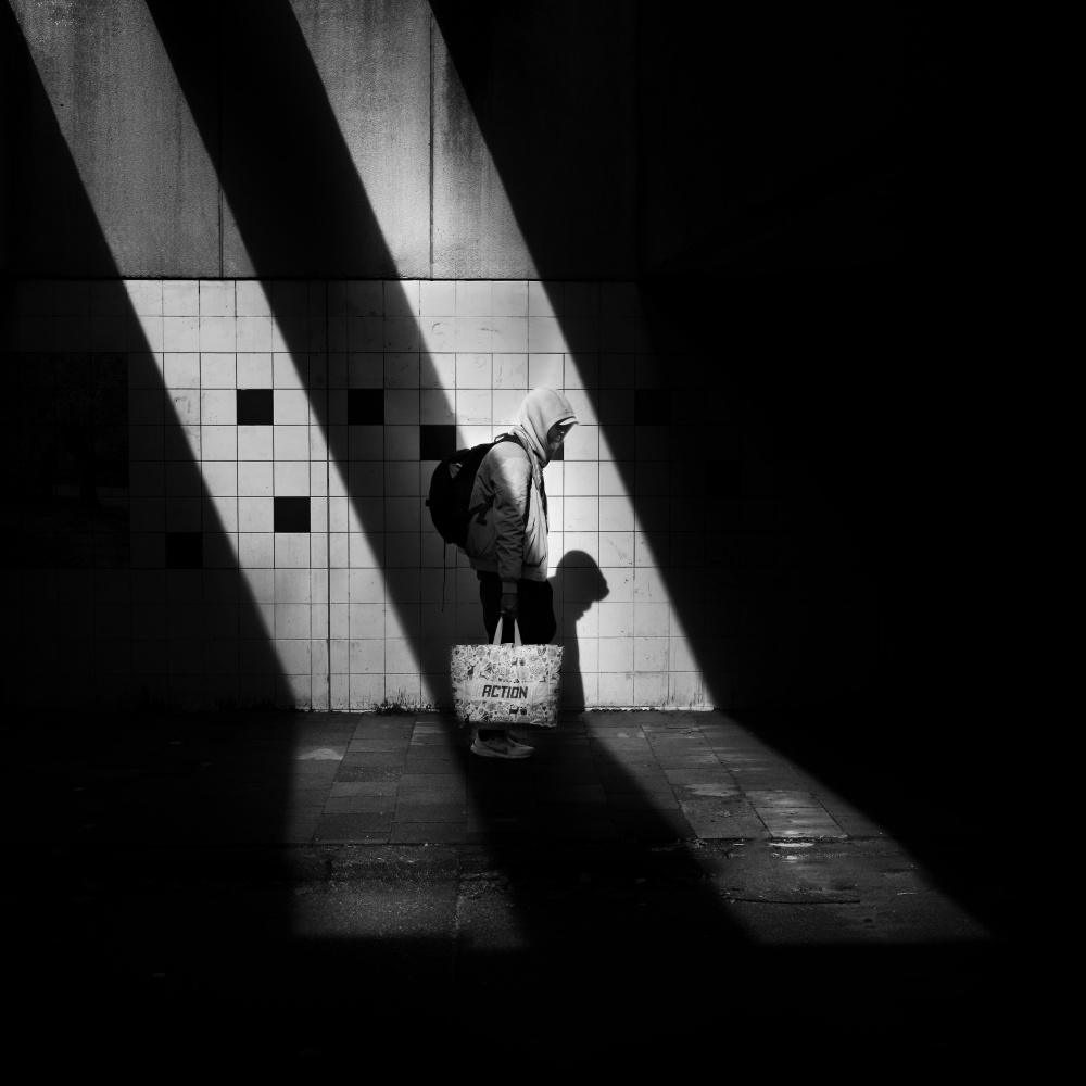 Hooded Figure Dramatic Light by Rolf Endermann — canvas wall art
