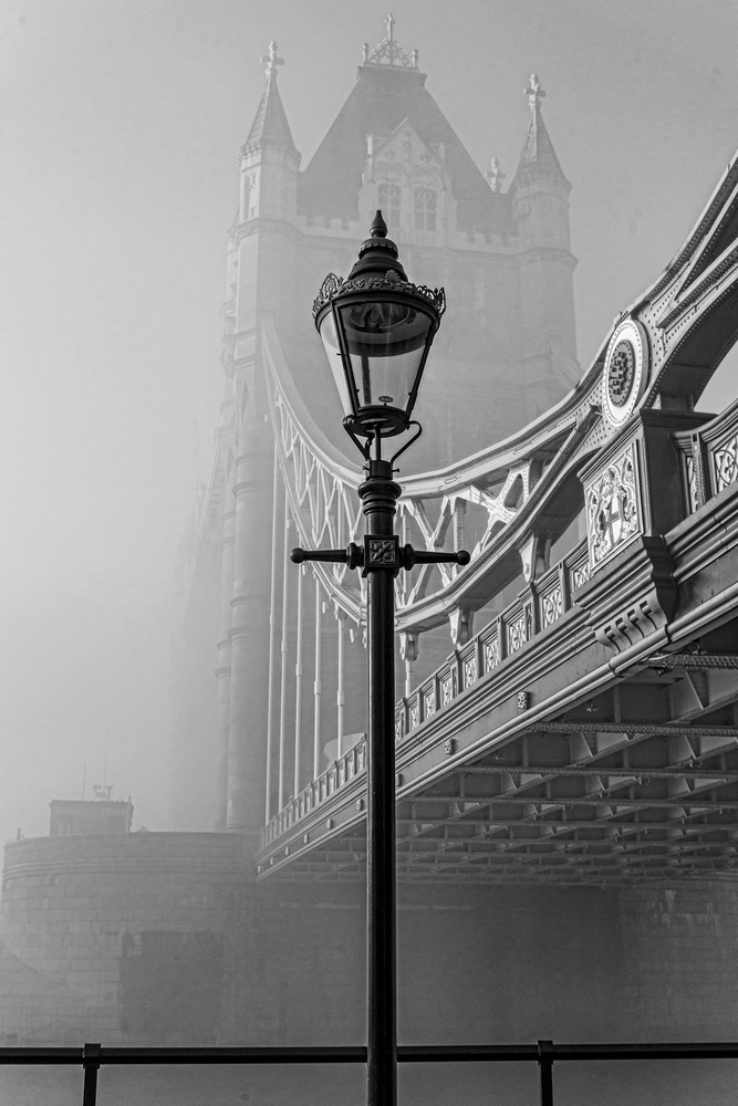Foggy Tower Bridge by Chris Hamilton — canvas wall art