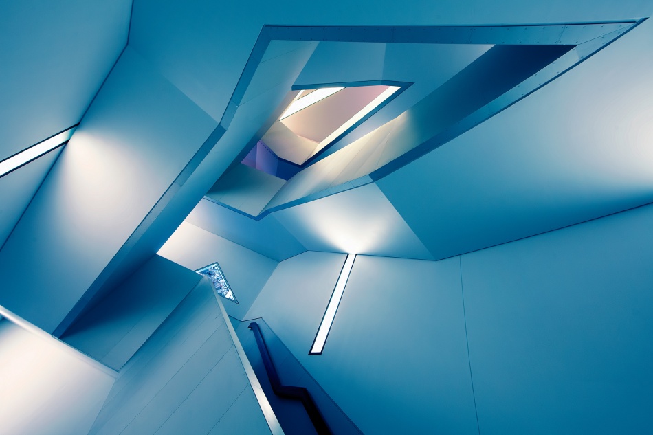Modern Geometric Stairwell by Dr. Roland Shainidze — canvas wall art