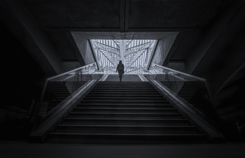 Modern Staircase Ascent by Molly Fu APA — canvas wall art
