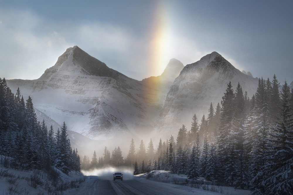 Snowy Mountain Sun Halo by James S. Chia — canvas wall art