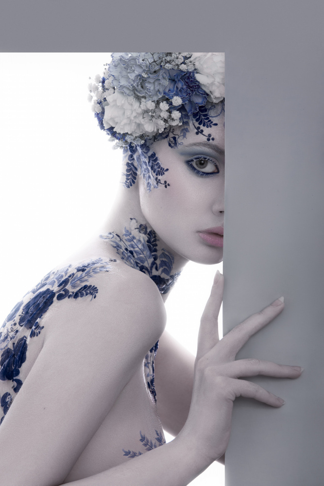 Blue Porcelain Beauty by Tatya Lushchyk — canvas wall art