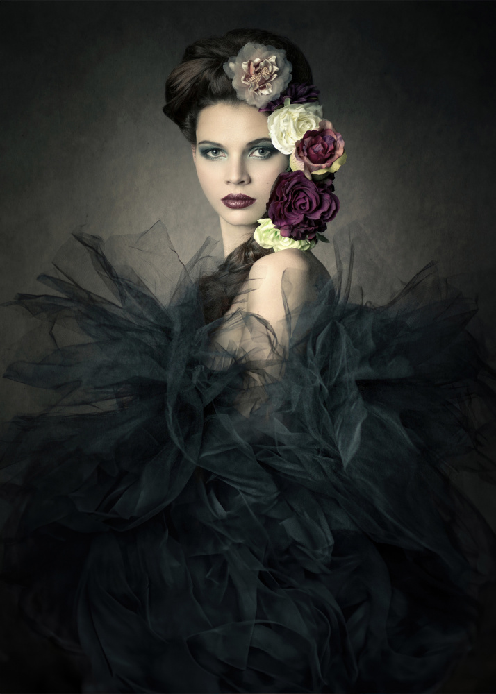 Dark Floral Portrait by Michael Schnabl — canvas wall art