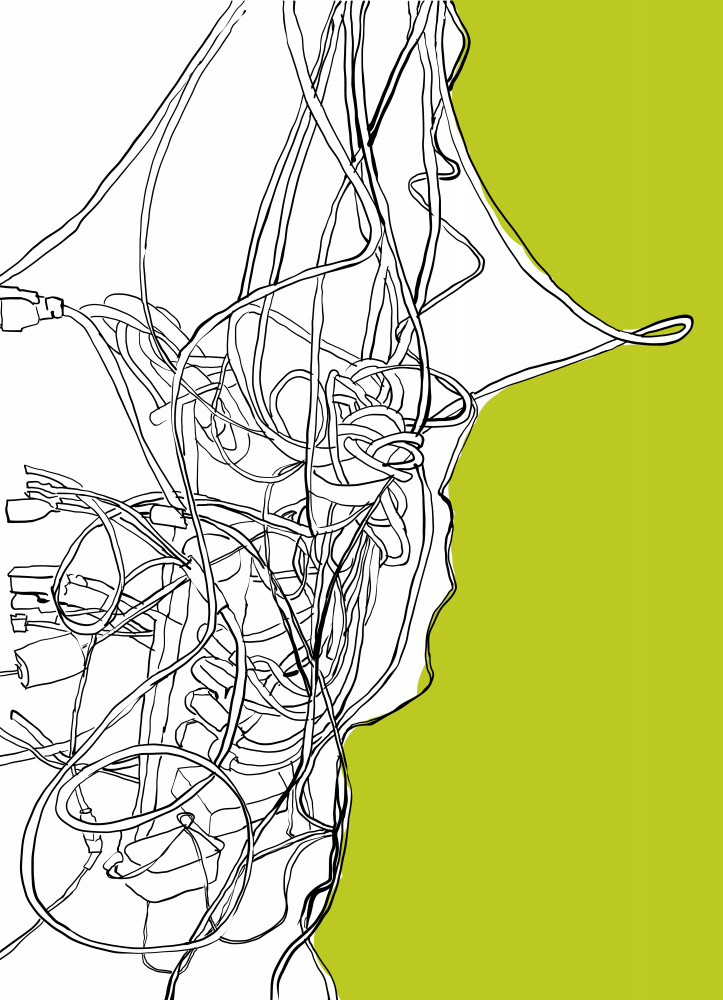 Tangled Tech Wires by XHOZUCAN — canvas wall art