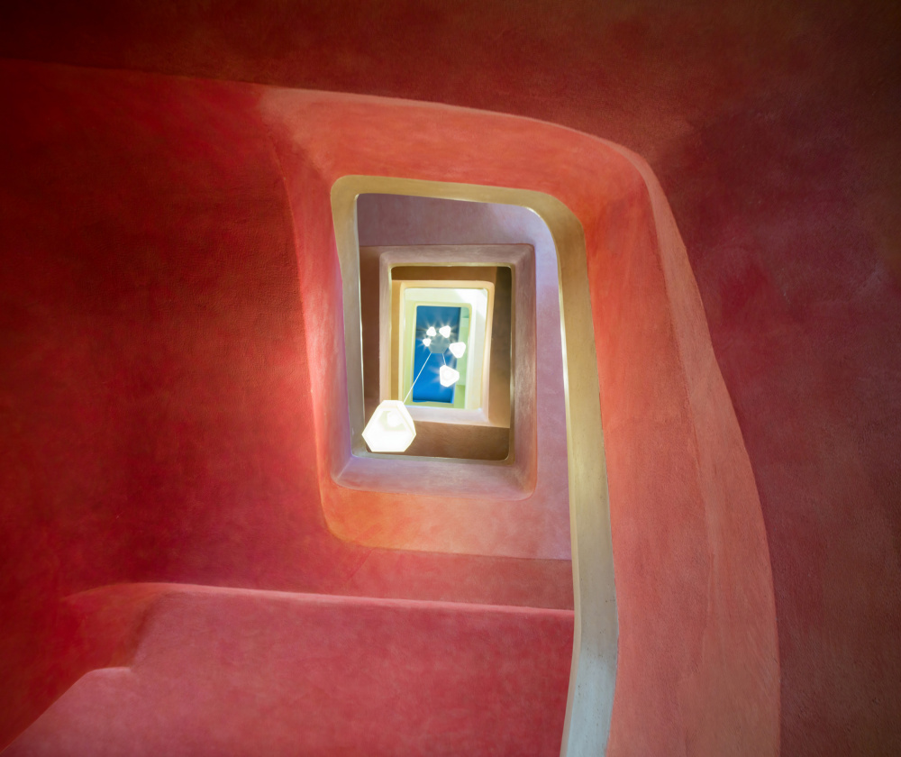 Abstract Red Staircase by carlo borgatelli — canvas wall art