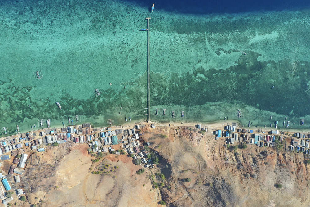 Turquoise Coastal Village by Muslianshah Masrie — canvas wall art