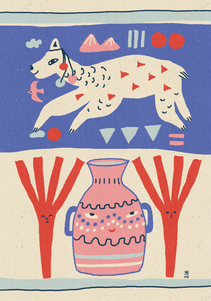 Playful Llama Folk Art by Raipa Studio — canvas wall art