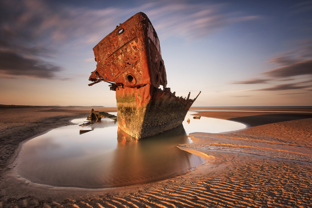 Sunset Shipwreck Beach by Peter Krocka — canvas wall art