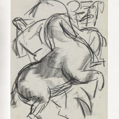 Steigerend Paard Met Figuur Op De Achtergrond