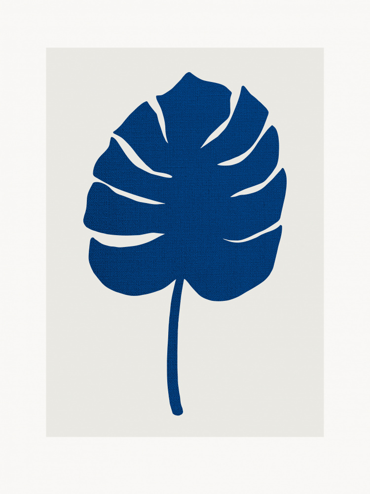 Blue Monstera Leaf by Old Artists Studio — canvas wall art