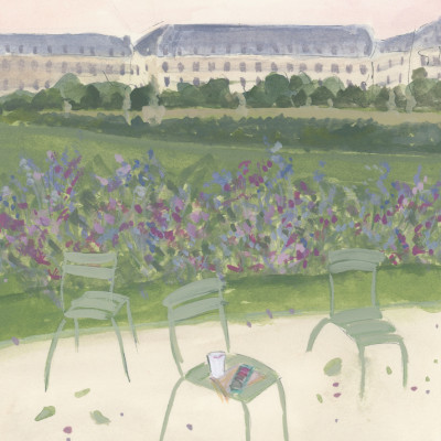 Paris Garden Watercolor Illustration