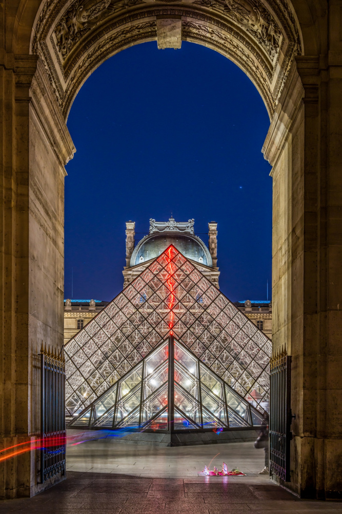 Louvre Pyramid Night Arch by Rostislav Kralik — canvas wall art