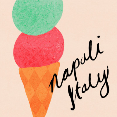 Napoli Italy Gelato Ice Cream Typography Poster