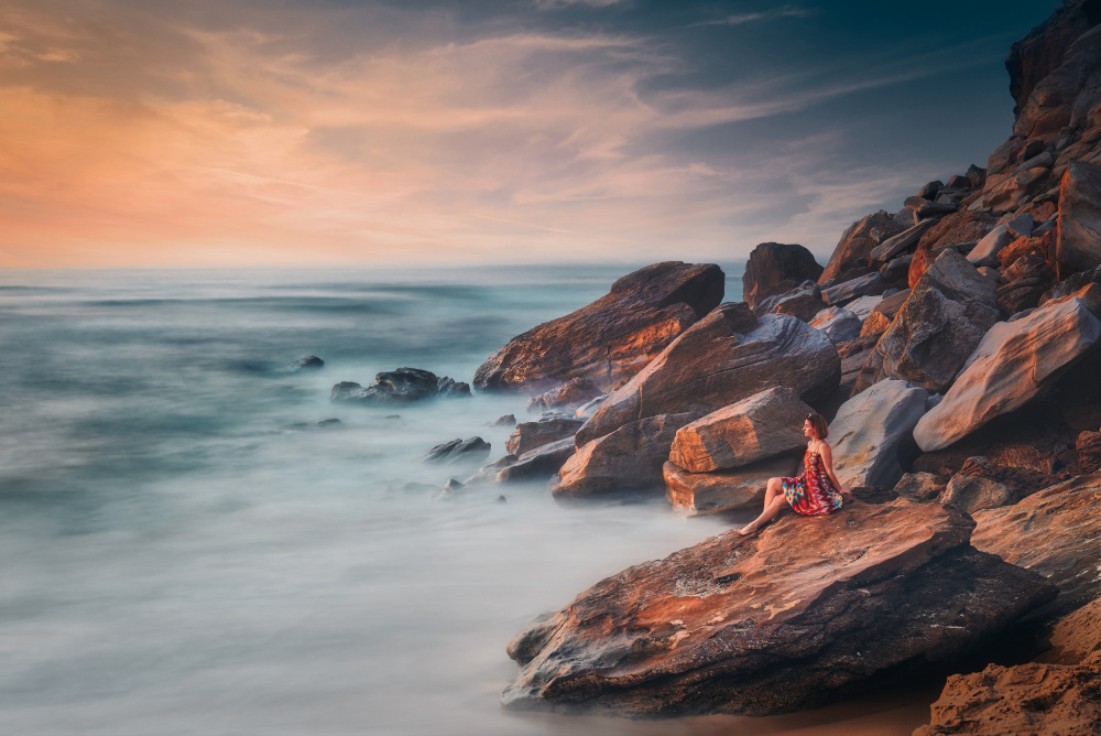 Woman At Misty Sunset by Pawel Kado — canvas wall art