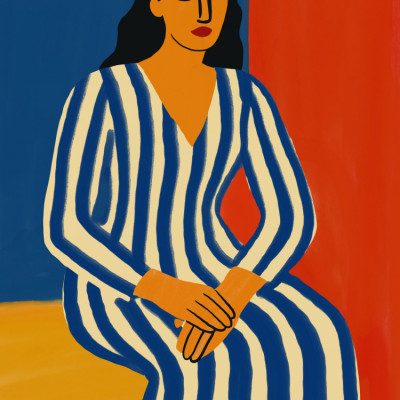 Woman in Striped Dress
