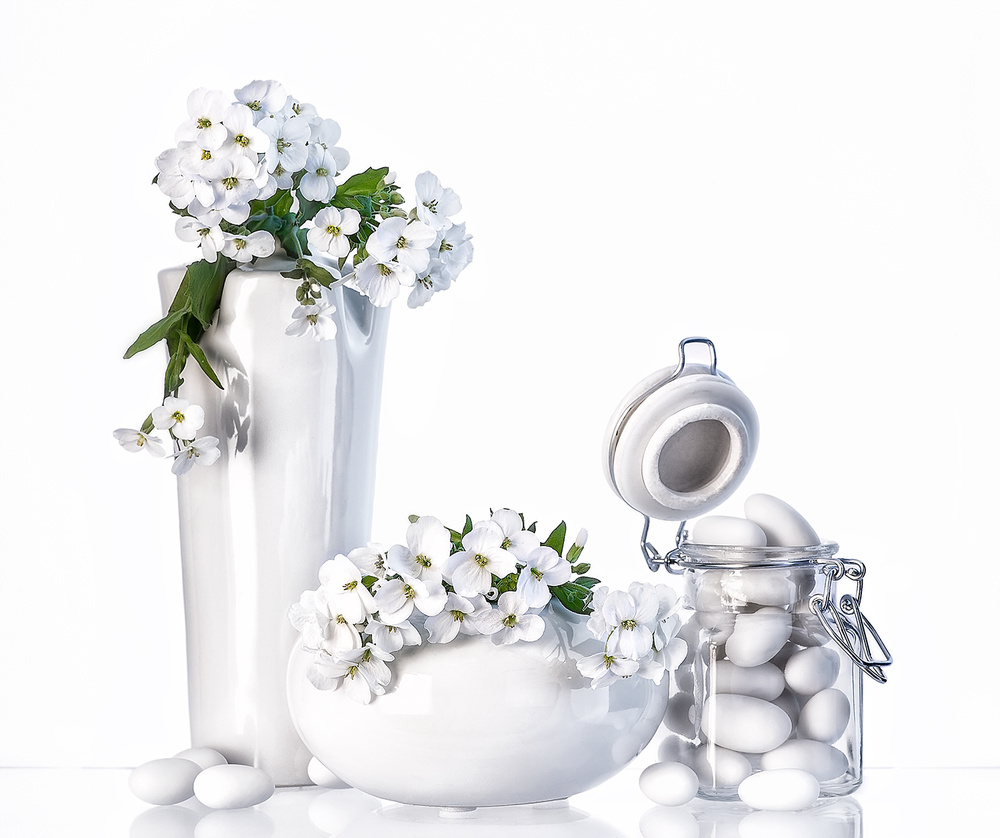 Still life in white by Aida Ianeva — canvas wall art