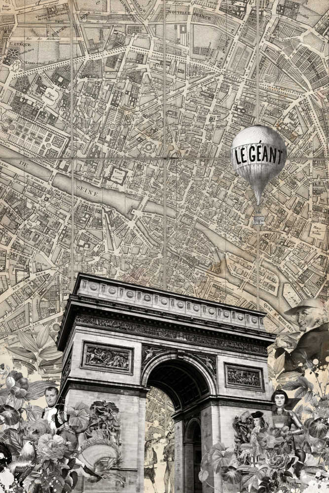 Vintage Parisian Map Collage by Simon Goggin — canvas wall art