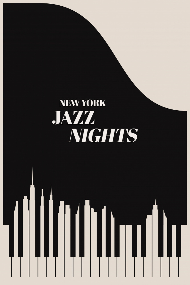 Jazz Nights Nyc   Black by Kubistika — canvas wall art