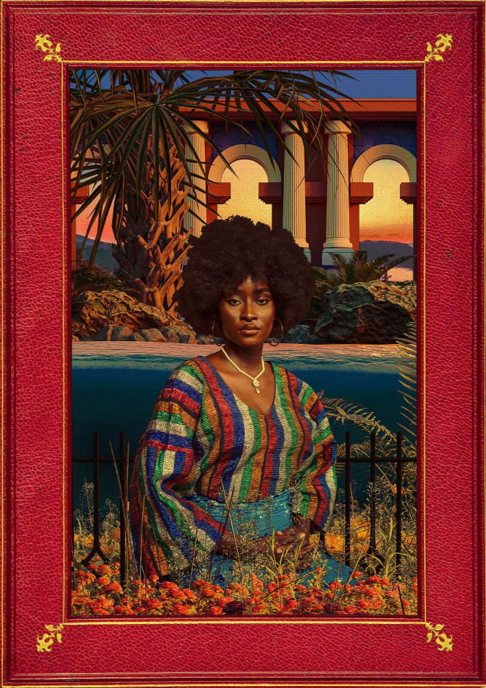 Vibrant Woman Tropical Sunset by CosmoZach — canvas wall art