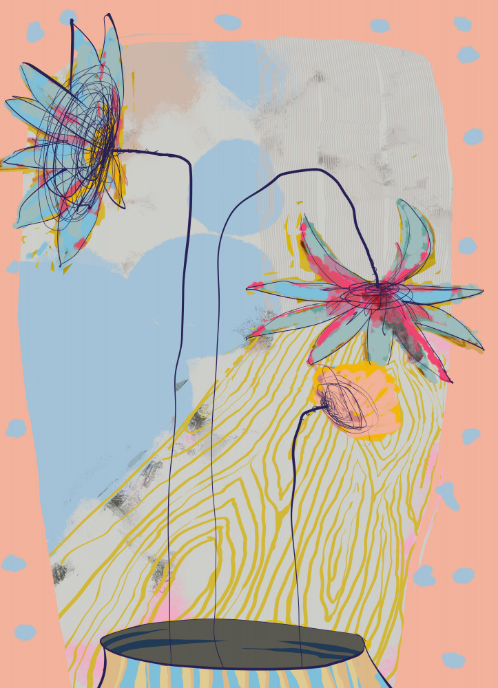 Abstract Pastel Flowers by XHOZUCAN — canvas wall art