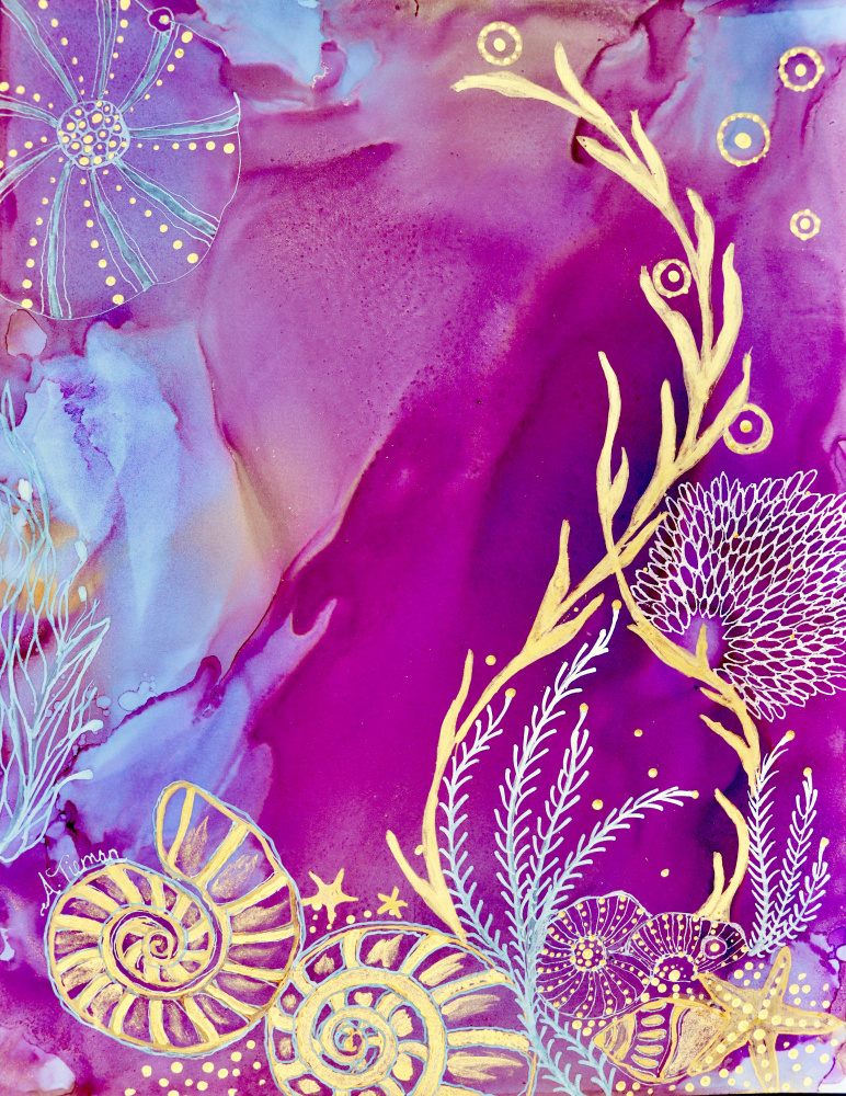 Golden Ocean Jewels by Amy Tieman — canvas wall art