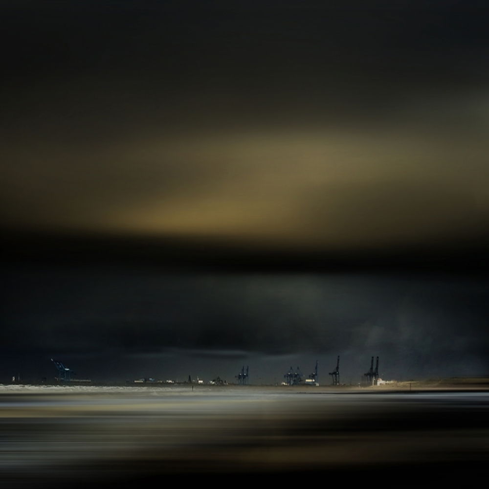 Dark Industrial Seascape by Piet Flour — canvas wall art