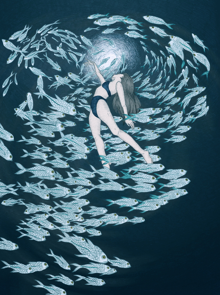 Ethereal Woman Underwater by EC Mazur — canvas wall art