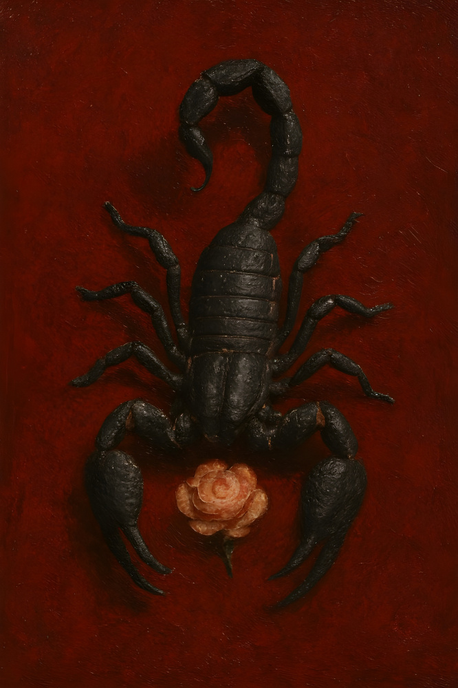 Dark Scorpion And Rose by HUGO — canvas wall art
