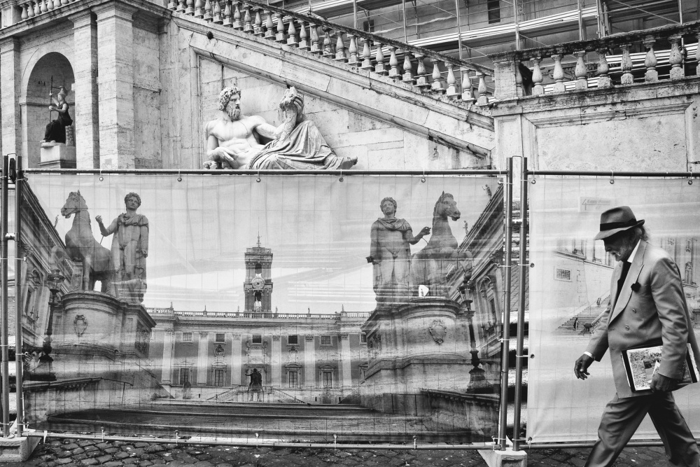 Man Walking Rome Street by Antonio Grambone — canvas wall art