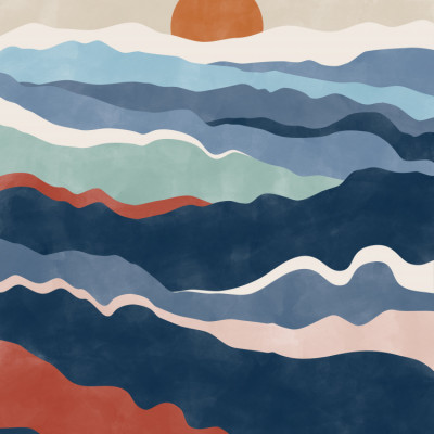 Abstract Landscape With Layered Waves